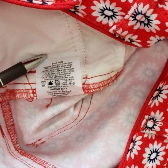 Tory Burch Noelle Floral Print Cropped Straight Leg Stretchy Jeans - Picture 7 of 7